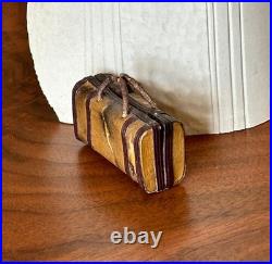 Unique Antique SUITCASE Candy Container German Christmas Ornament w Dresden trim