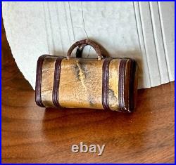 Unique Antique SUITCASE Candy Container German Christmas Ornament w Dresden trim