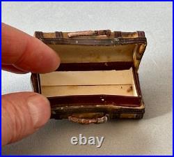 Unique Antique SUITCASE Candy Container German Christmas Ornament w Dresden trim