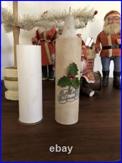 Unusual Antique Vintage German Candle Candy Container W Holly Leaves -1900s Unusual Antique Vintage German Candle Candy Container W Holly Leaves -1900s