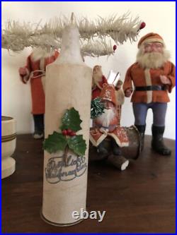 Unusual Antique Vintage German Candle Candy Container W Holly Leaves -1900s Unusual Antique Vintage German Candle Candy Container W Holly Leaves -1900s