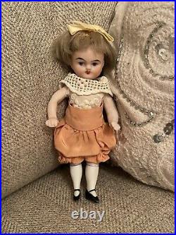 Unusual Cute All Original Antique All Bisque German Doll 4 Dollhouse Size