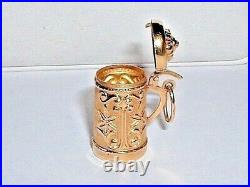 VINTAGE 18k YELLOW GOLD 3D MOVEABLE GERMAN BEER STEIN PENDANT CHARM VINTAGE 18k YELLOW GOLD 3D MOVEABLE GERMAN BEER STEIN PENDANT CHARM