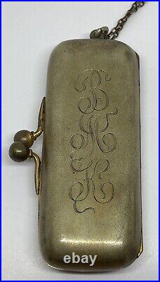 VINTAGE / ANTIQUE COIN HOLDER/PURSE WITH CHAIN / German Silver