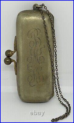 VINTAGE / ANTIQUE COIN HOLDER/PURSE WITH CHAIN / German Silver