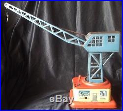 VINTAGE GERMAN CRANE LITHO ANTIQUE TIN TOY WIND UP 1950s RARE FREE SHIPPING