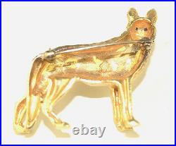 VINTAGE HEAVY 14K YELLOW GOLD 1.5 ALMOST 3-D GERMAN SHEPHERD DOG PIN 16.9 g
