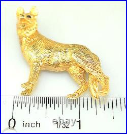 VINTAGE HEAVY 14K YELLOW GOLD 1.5 ALMOST 3-D GERMAN SHEPHERD DOG PIN 16.9 g