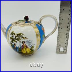 VINTAGE Meissen Teapot Ceramic German Porcelain Painted Floral Victorian Antique VINTAGE Meissen Teapot Ceramic German Porcelain Painted Floral Victorian Antique