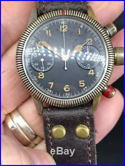 VINTAGE WW2 Glashutte Tutima Luftwafte Pilots Watch German Military Chronograph