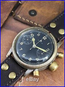 VINTAGE WW2 Glashutte Tutima Luftwafte Pilots Watch German Military Chronograph