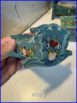 VTG Antique Dora Kuhn Dollhouse Furniture Set & German Bisque Family Doll Lot