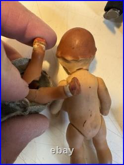 VTG Antique Dora Kuhn Dollhouse Furniture Set & German Bisque Family Doll Lot