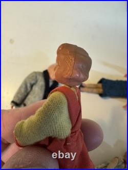 VTG Antique Dora Kuhn Dollhouse Furniture Set & German Bisque Family Doll Lot