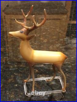 VTG/ Antique German Christmas Ornament Reindeer Hand Blown Art Glass Bimini Stag