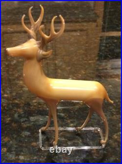 VTG/ Antique German Christmas Ornament Reindeer Hand Blown Art Glass Bimini Stag