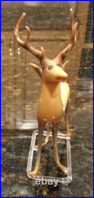 VTG/ Antique German Christmas Ornament Reindeer Hand Blown Art Glass Bimini Stag