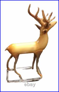 VTG/ Antique German Christmas Ornament Reindeer Hand Blown Art Glass Bimini Stag