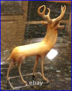 VTG/ Antique German Christmas Ornament Reindeer Hand Blown Art Glass Bimini Stag