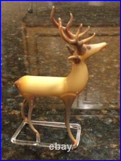 VTG/ Antique German Christmas Ornament Reindeer Hand Blown Art Glass Bimini Stag
