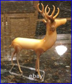 VTG/ Antique German Christmas Ornament Reindeer Hand Blown Art Glass Bimini Stag
