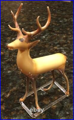 VTG/ Antique German Christmas Ornament Reindeer Hand Blown Art Glass Bimini Stag