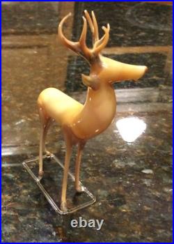 VTG/ Antique German Christmas Ornament Reindeer Hand Blown Art Glass Bimini Stag