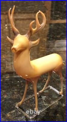 VTG/ Antique German Christmas Ornament Reindeer Hand Blown Art Glass Bimini Stag