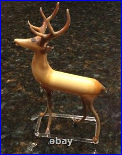 VTG/ Antique German Christmas Ornament Reindeer Hand Blown Art Glass Bimini Stag