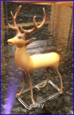 VTG/ Antique German Christmas Ornament Reindeer Hand Blown Art Glass Bimini Stag