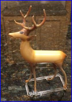 VTG/ Antique German Christmas Ornament Reindeer Hand Blown Art Glass Bimini Stag
