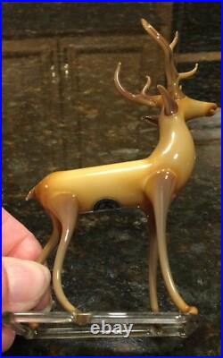 VTG/ Antique German Christmas Ornament Reindeer Hand Blown Art Glass Bimini Stag