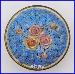 VTG Antique German Elfinware Porcelain Forget Me Not Powder Ormolu Trinket Box