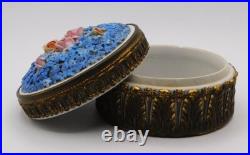 VTG Antique German Elfinware Porcelain Forget Me Not Powder Ormolu Trinket Box