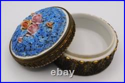 VTG Antique German Elfinware Porcelain Forget Me Not Powder Ormolu Trinket Box