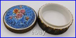 VTG Antique German Elfinware Porcelain Forget Me Not Powder Ormolu Trinket Box