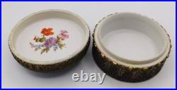 VTG Antique German Elfinware Porcelain Forget Me Not Powder Ormolu Trinket Box