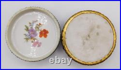 VTG Antique German Elfinware Porcelain Forget Me Not Powder Ormolu Trinket Box