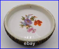VTG Antique German Elfinware Porcelain Forget Me Not Powder Ormolu Trinket Box