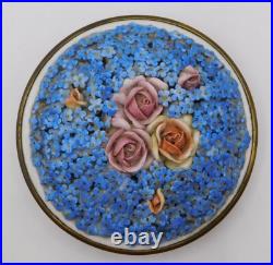 VTG Antique German Elfinware Porcelain Forget Me Not Powder Ormolu Trinket Box