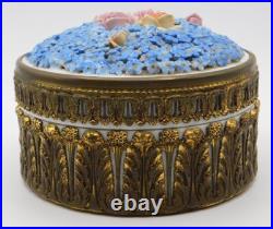 VTG Antique German Elfinware Porcelain Forget Me Not Powder Ormolu Trinket Box