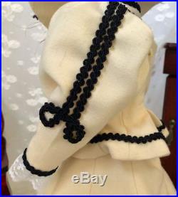 VTG Doll Dress/Skirt Jacket Hat Yellow Black Wool 4 Antique Lady French German