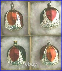 VTG. GERMAN MERCURY GLASS FEATHER TREE XMAS ORNAMENTS Circa 1930s-1940s withbox #2