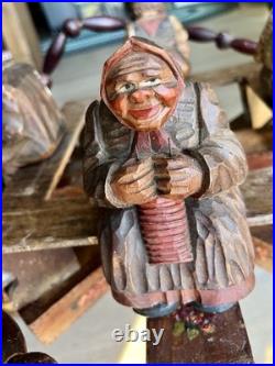 VTG German Black Forest Folk Art Wooden Chandelier Carved Figurines Hand Painted