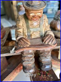VTG German Black Forest Folk Art Wooden Chandelier Carved Figurines Hand Painted