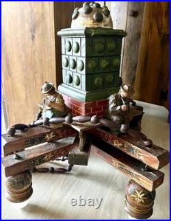 VTG German Black Forest Folk Art Wooden Chandelier Carved Figurines Hand Painted