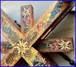 VTG German Black Forest Folk Art Wooden Chandelier Carved Figurines Hand Painted
