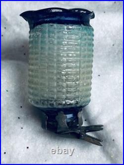 VTG antique GERMAN blown glass CANDLE LANTERN holder clip on christmas ornament