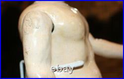 Very Early Unmarked German Doll straight arms & legs. Wonderful rayed eyes CM