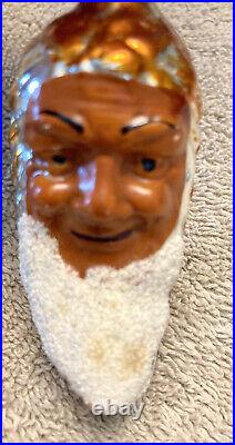 Very RARE Antique German Santa Face in Curved Pine Cone Christmas Ornament 1895